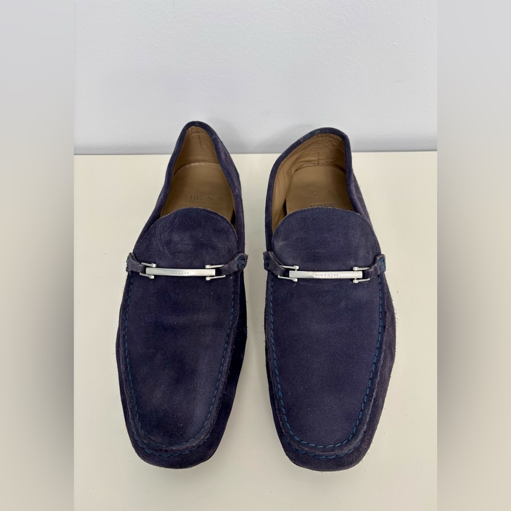 Hugo Boss Men's Navy Genuine Suede Leather Loafers Size 12 - Picture 8 of 8